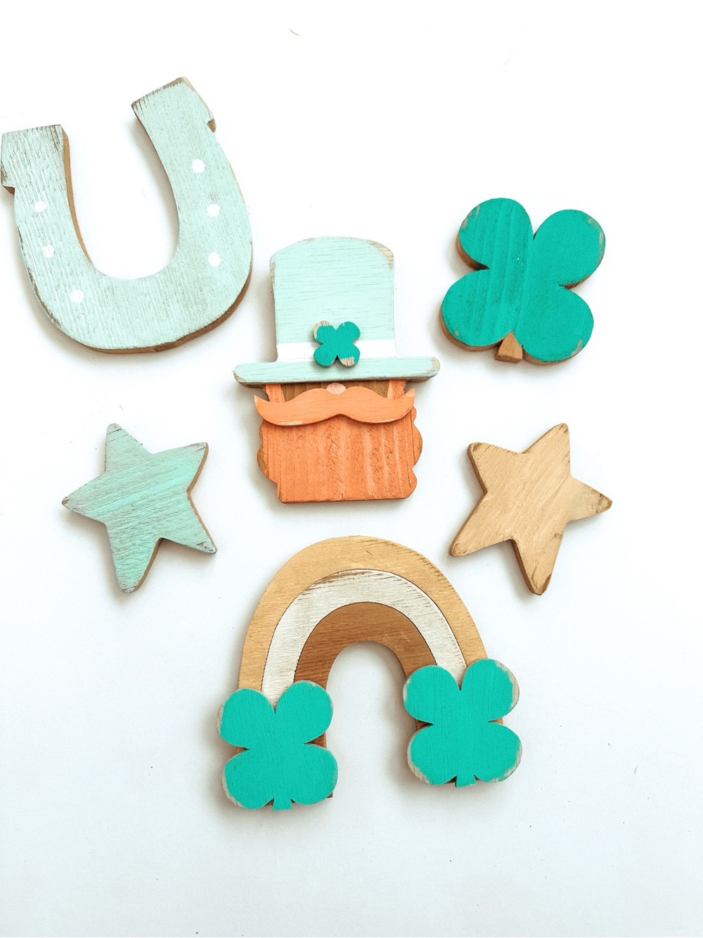 Wooden St. Patrick's Day Decorative Set - Teal & Mint